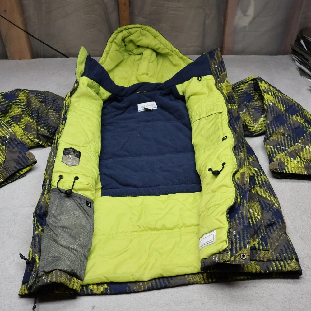 Columbia Jacket‎ Boys 14/16 Green Plaid Waterproof Insulated Hooded Ski Parka